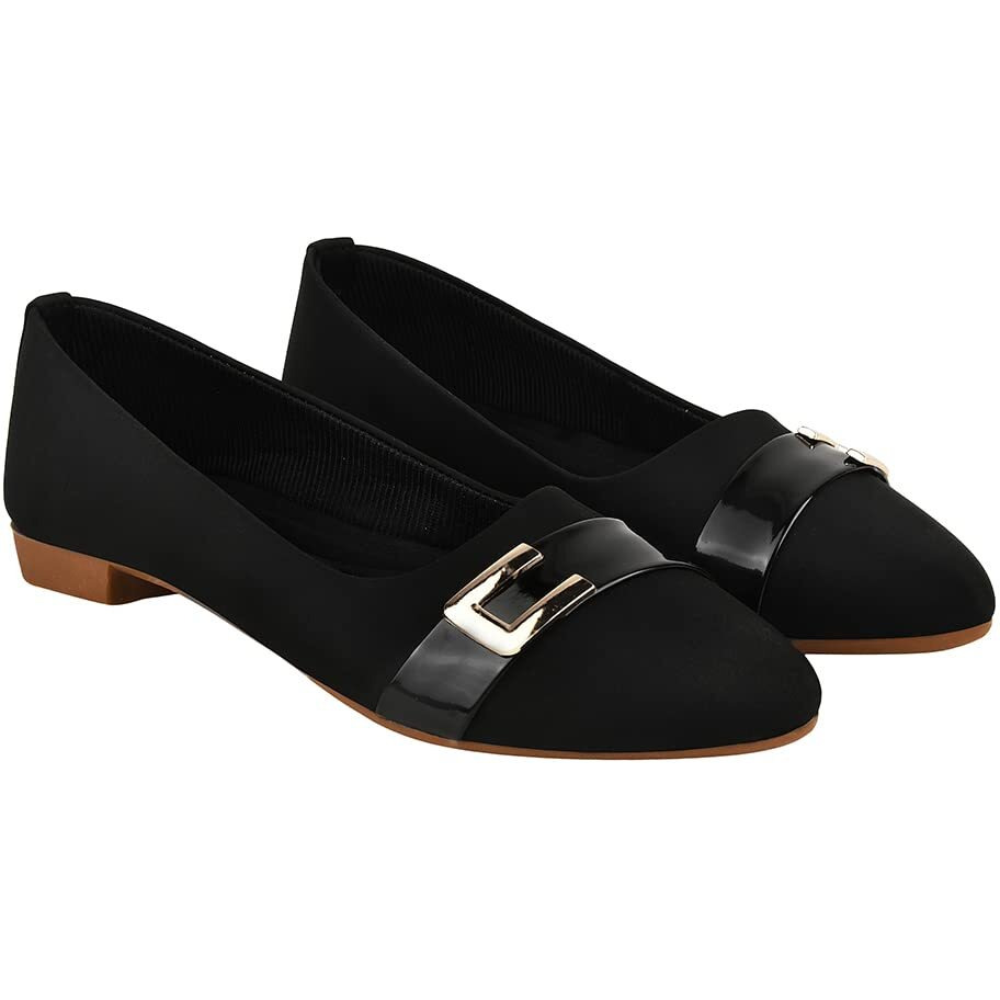 Shoetopia Comfortable Stylish Black Ballerinas For Women & Girls /Uk6