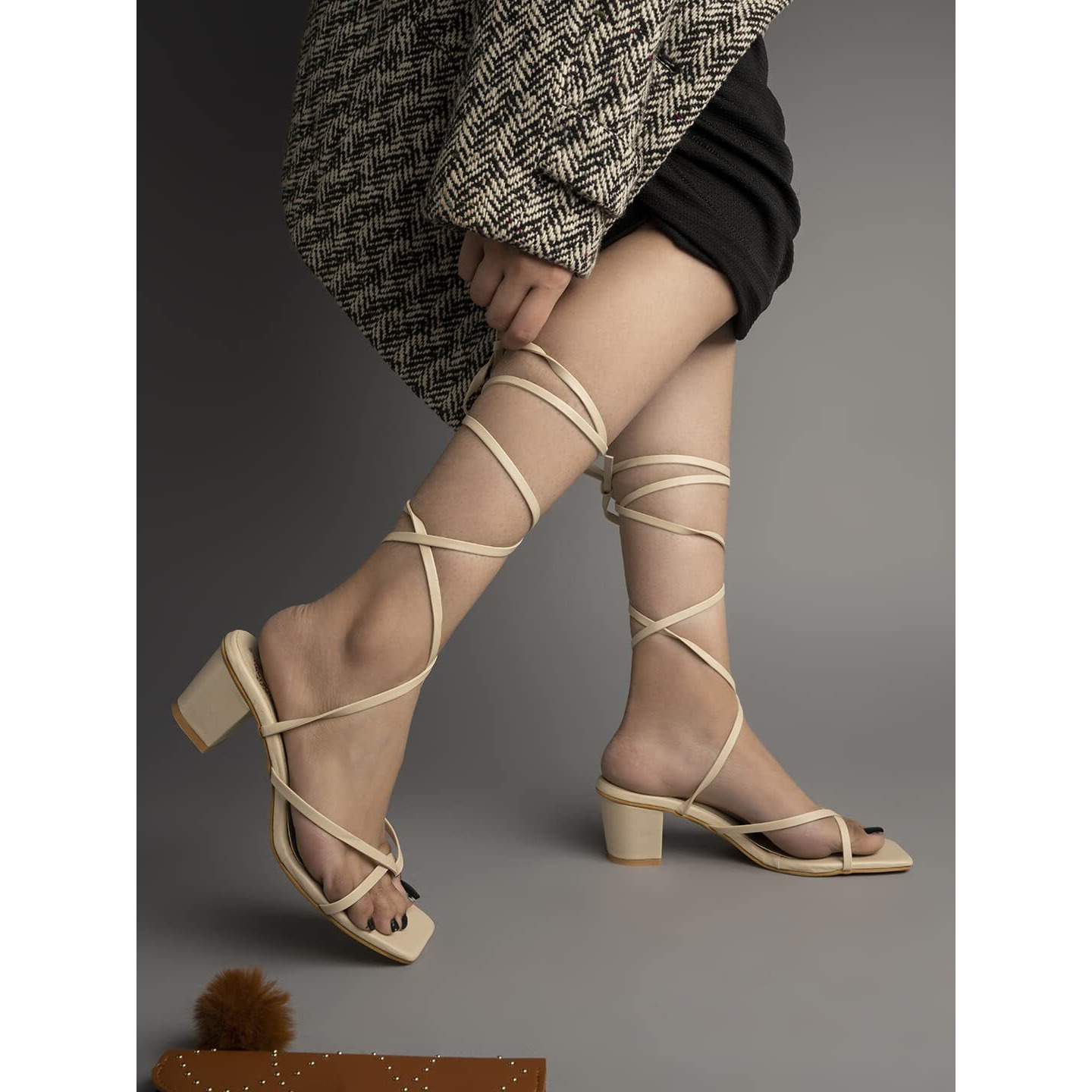 Shoetopia Women's Fashion-Cream Heeled Sandal-3 Kids Uk