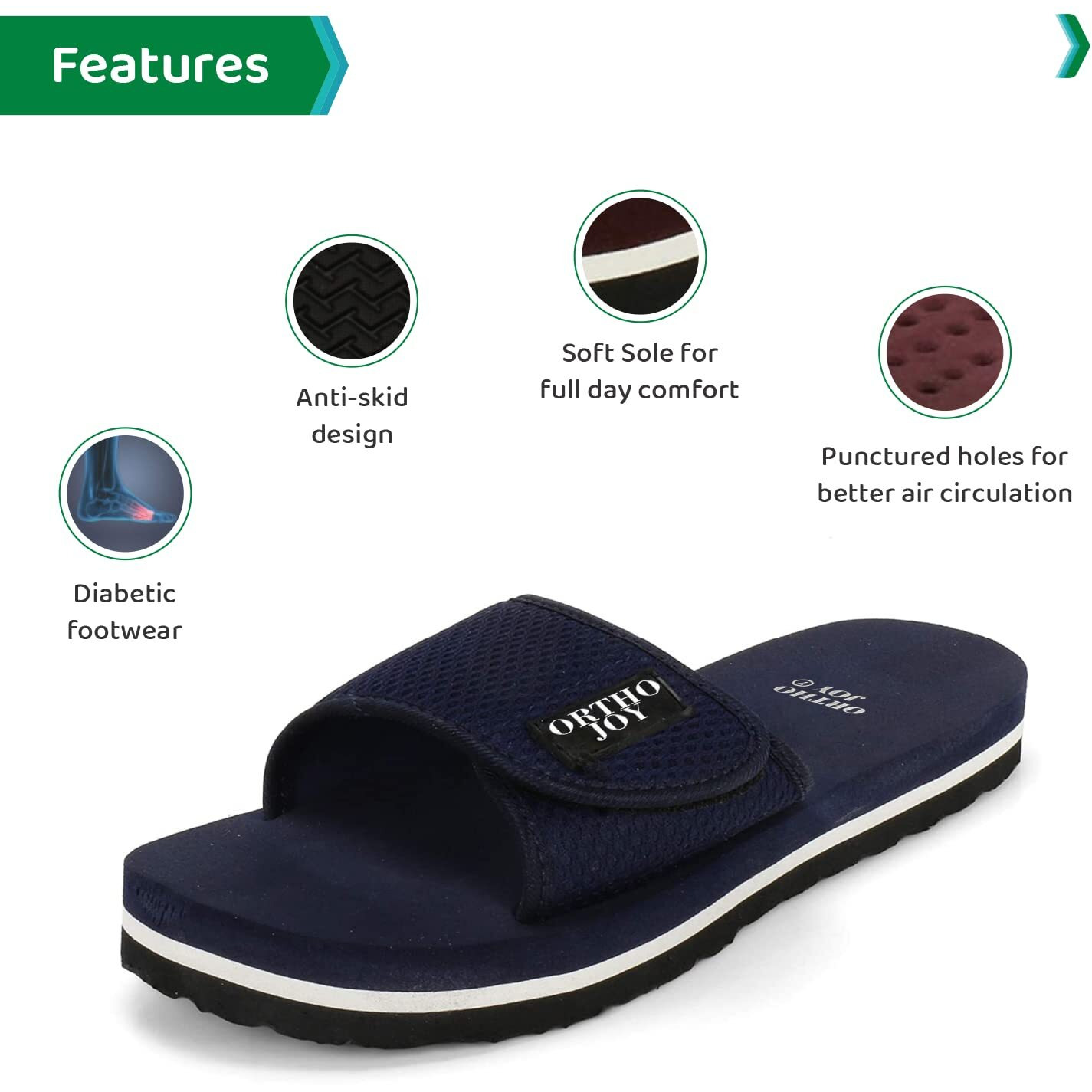 Ortho Joy Extra Soft Doctor Ortho Slippers For Men/Flip-Flops - Orth_Msp03_Blu_06
