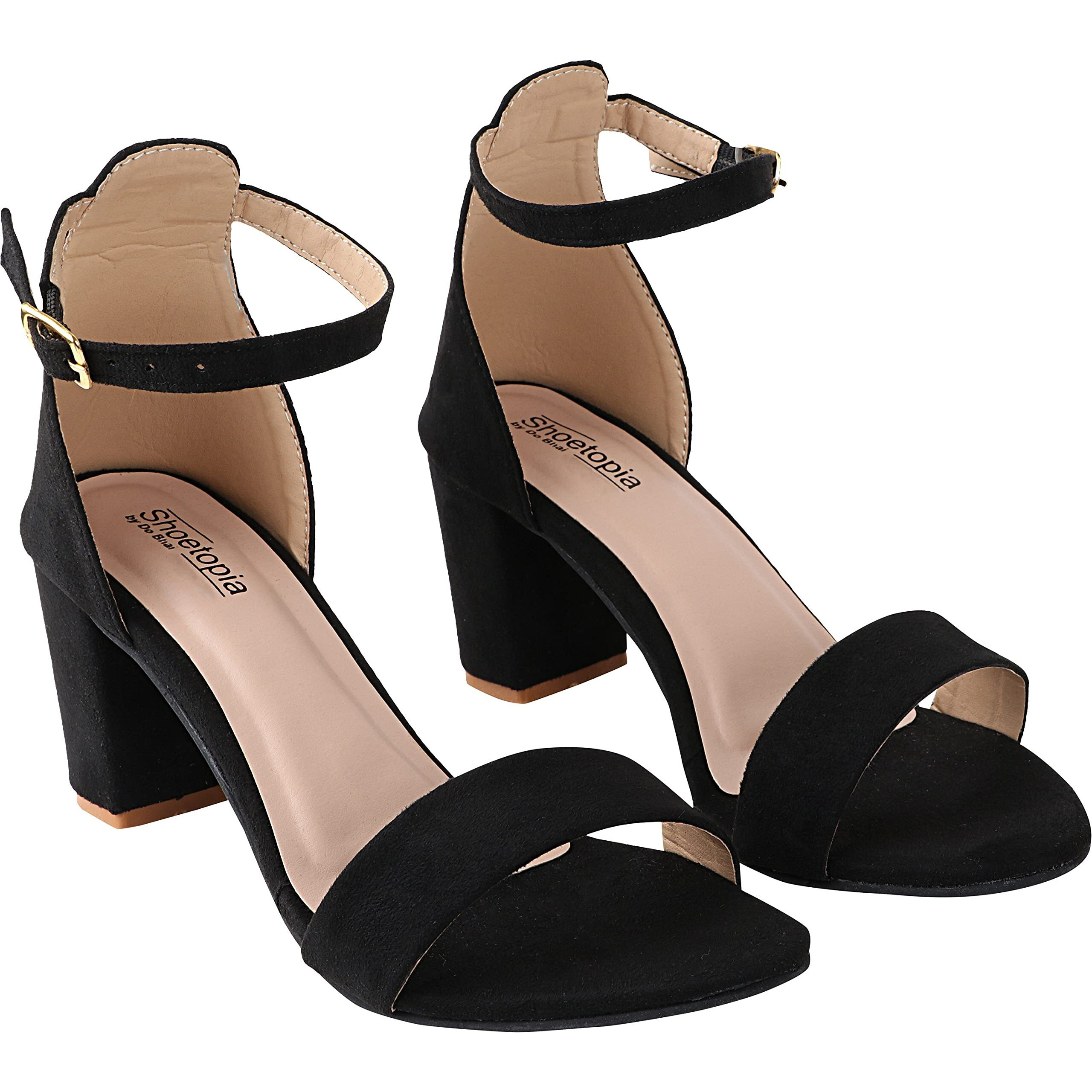 Shoetopia Womens/Girls Syntheticblack Block Heels-Eu39