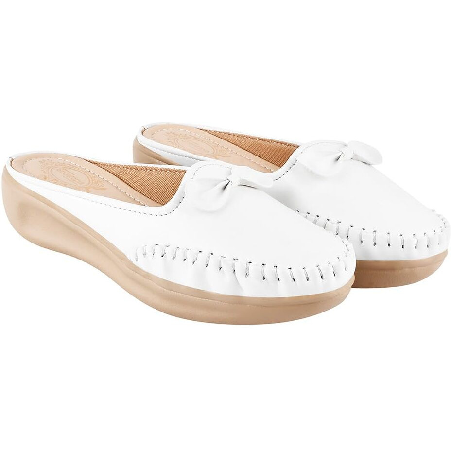 Shoetopia Women's Stiletto Heel Loafers White-Eu42 /Uk9
