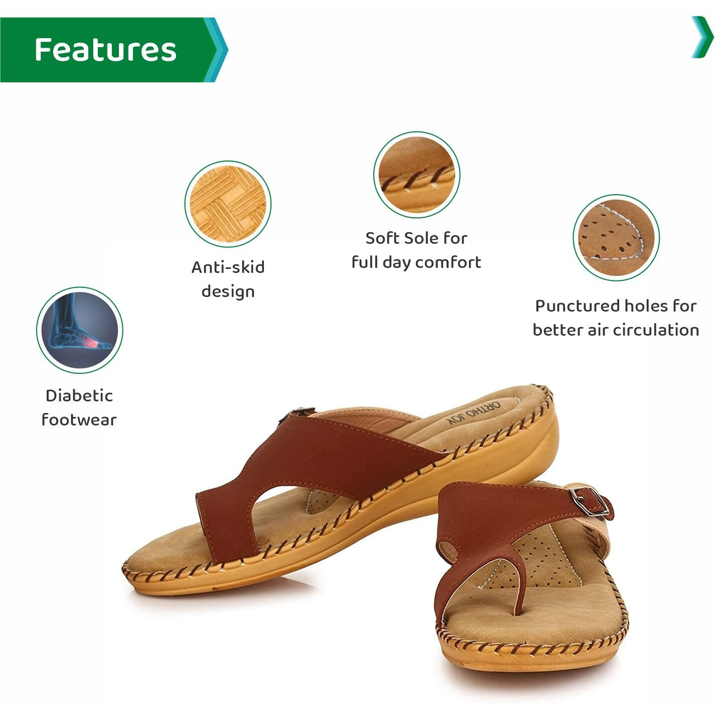 Ortho Joy Women's Extra-Soft Doctor Ortho Slippers - Brown