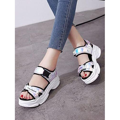 Shoetopia Girls Live Silver Sandal - 6 Uk (Girls-Live-Silver)