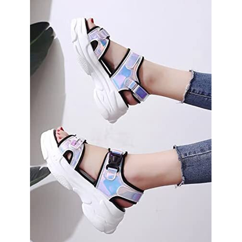 Shoetopia Girls Live Silver Sandal - 6 Uk (Girls-Live-Silver)