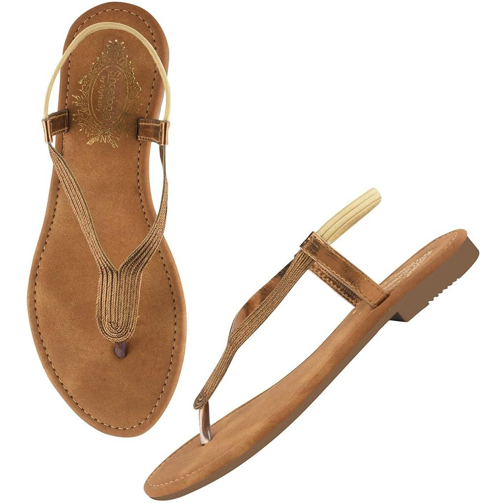 Shoetopia Women's Snd-138 Copper Flat Sandal-5 Kids Uk (Snd-138-Copper)-Eu38