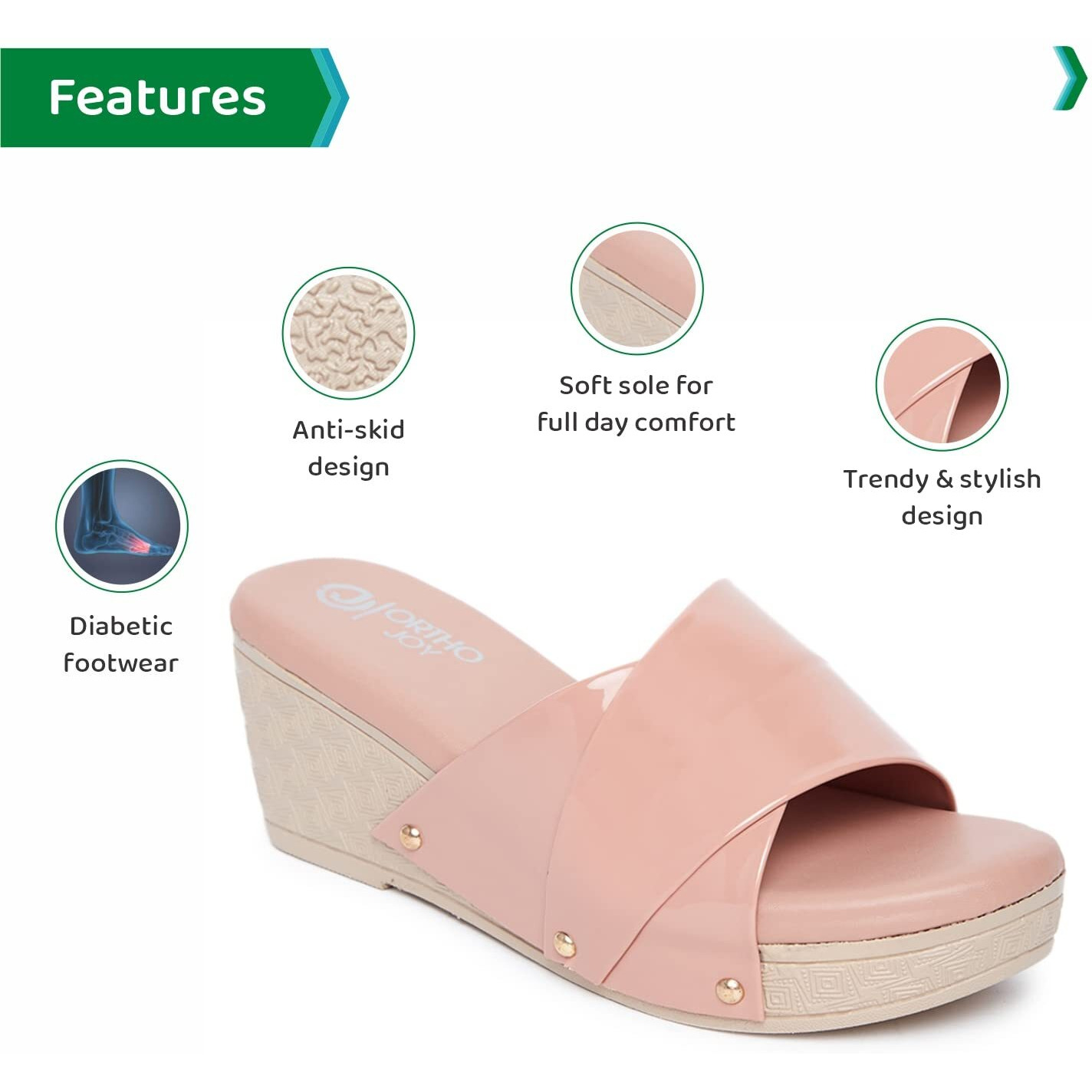 Ortho Joy Fancy Doctor Slippers | Soft Chappal For Women | Comfortable Wedges Sandals For Women Stylish