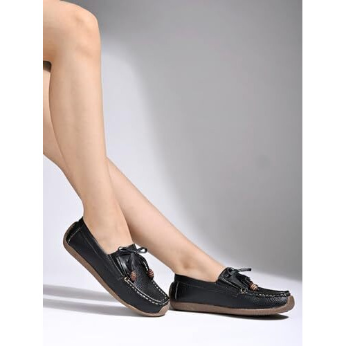 Shoetopia Women's Flat Loafers Black