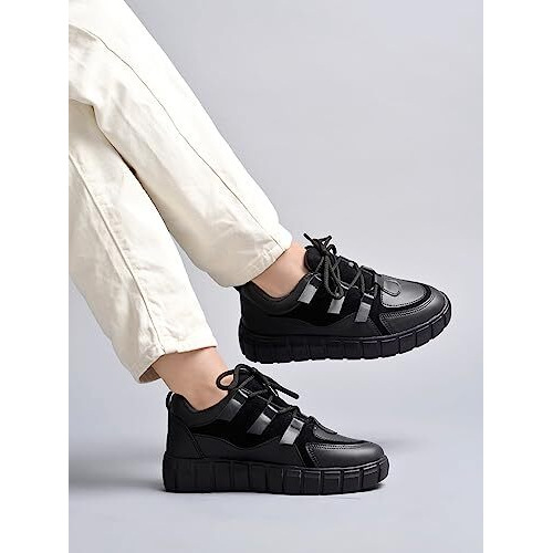 Shoetopia Girls Jm-51 Black Sneaker - 3 Uk (Girls-Jm-51-Black)
