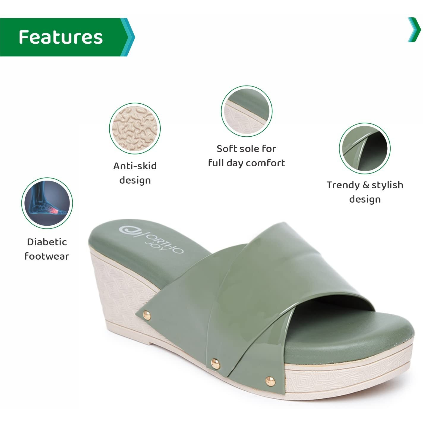 Ortho Joy Fancy Doctor Slippers | Soft Chappal For Women | Comfortable Wedges Sandals For Women Stylish
