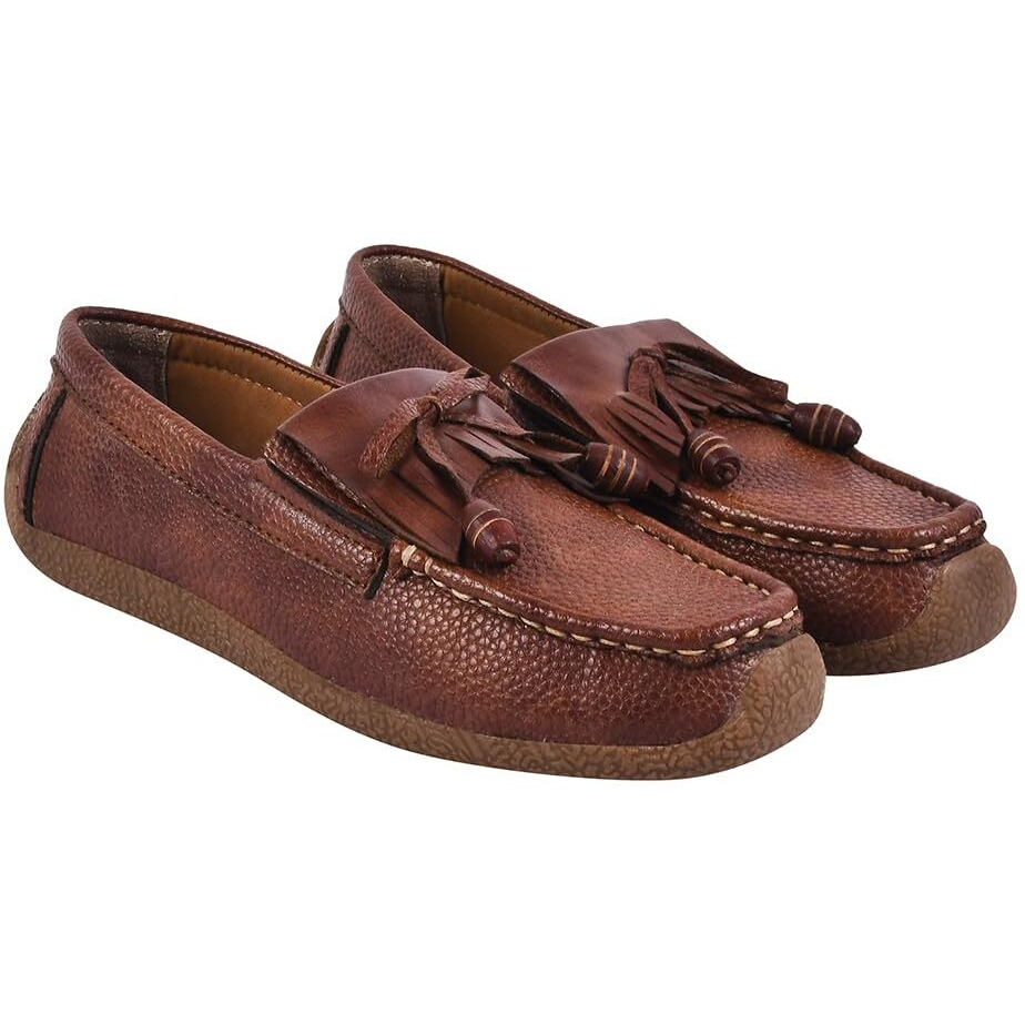 Shoetopia Women's Block Heel Loafers Brown,5 Uk