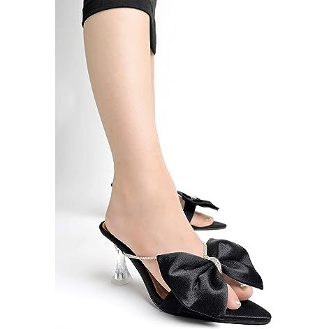 Shoetopia Womens Ultra Black Heeled Sandal - 7 Uk (Ultra-Black)