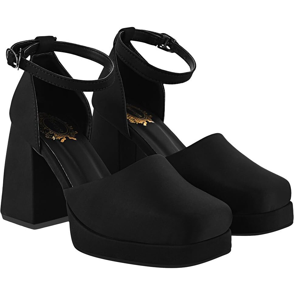 Shoetopia Women's Block Heel Pumps-Eu35 /Uk2 /Black