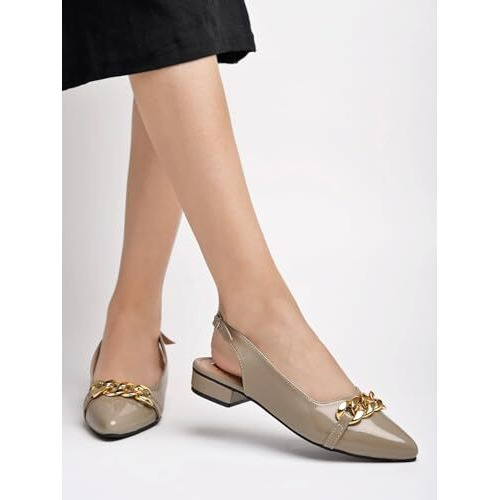 Shoetopia Women's Slip-On Ballet Flats Beige (5 Uk)