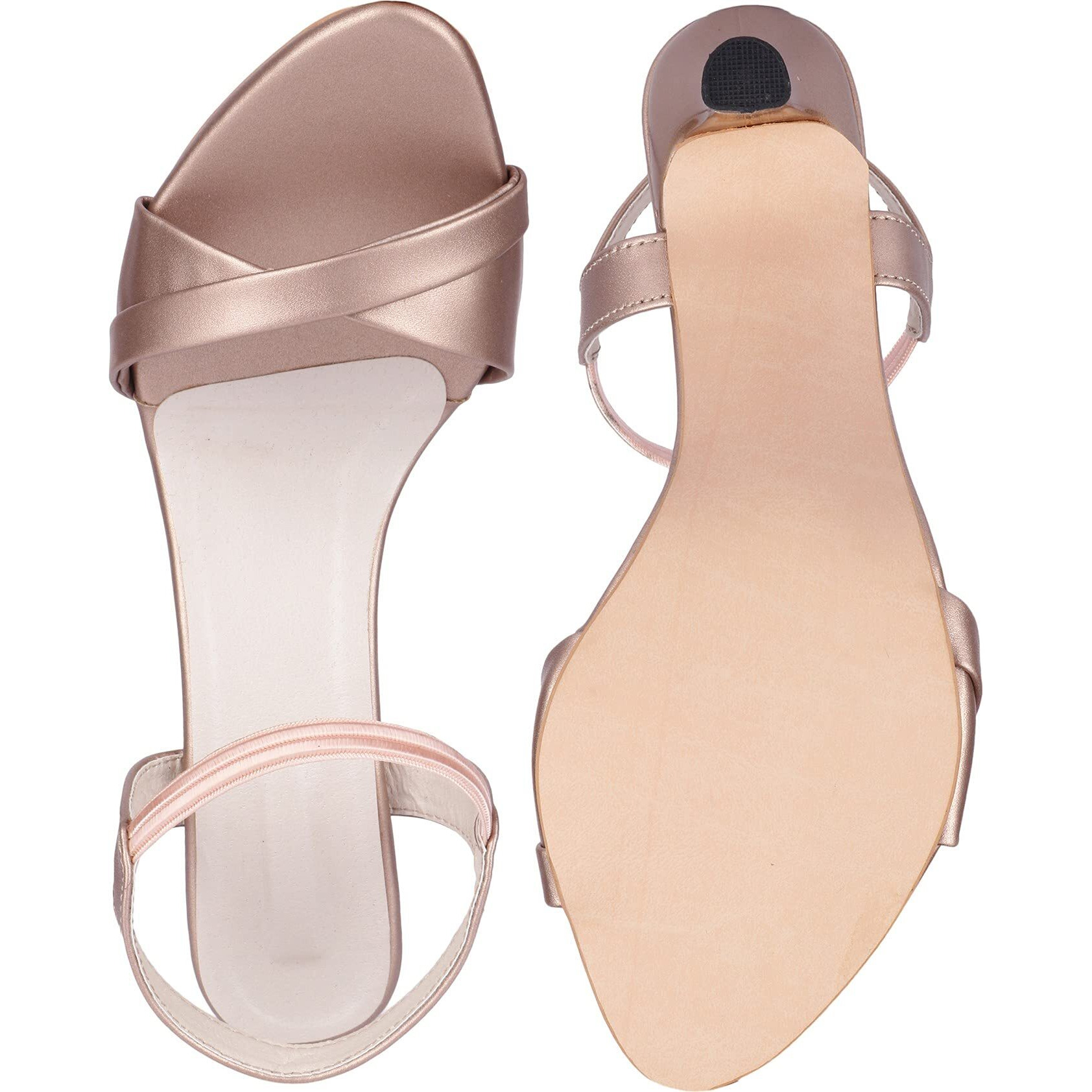 Shoetopia Womens/Girls Copper Party Slim Heeled Sandals-Eu36