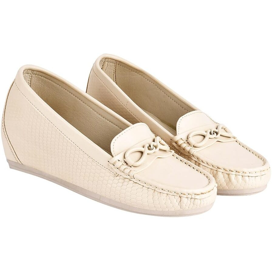 Shoetopia Women's Zip Loafers Cream (9 Uk)