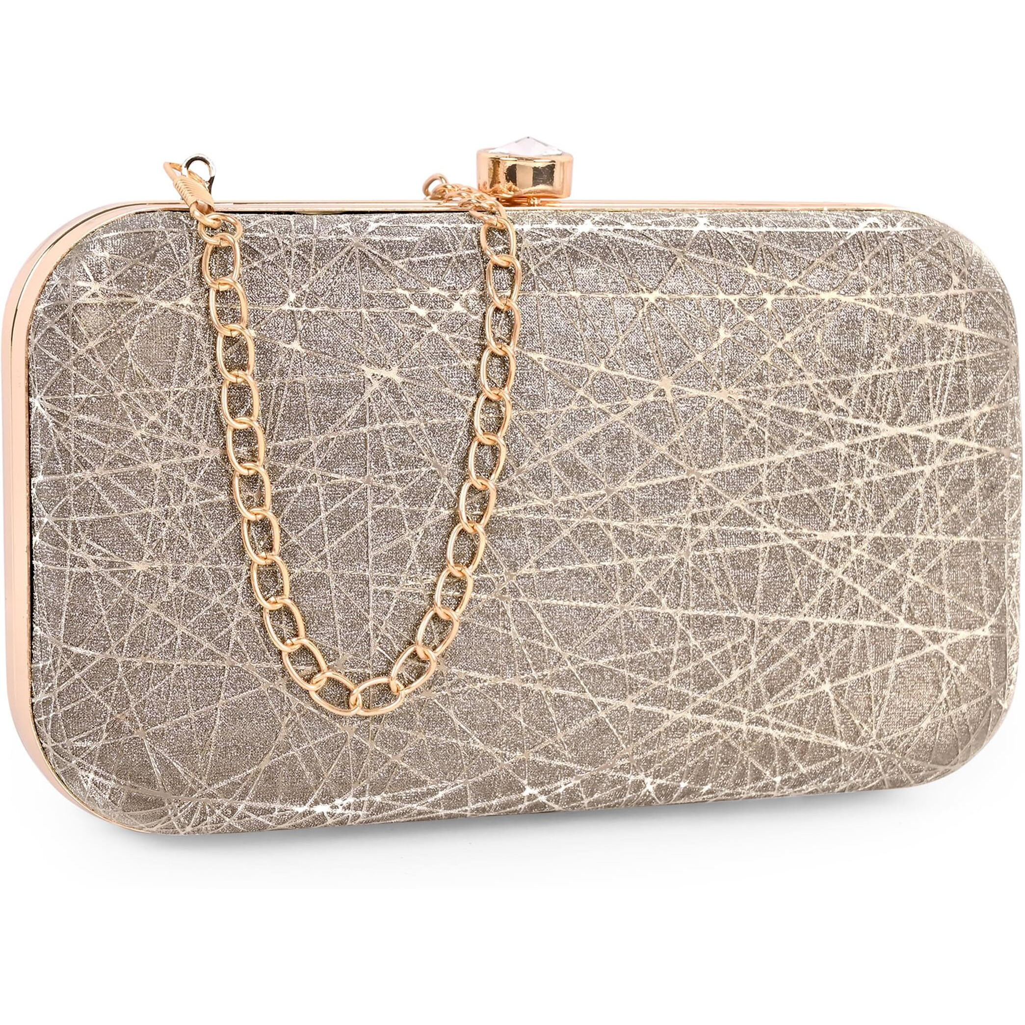 Adisa Constellation Formal Party Clutch With Gold Chain For Women And Girls (Cl106-Anti)