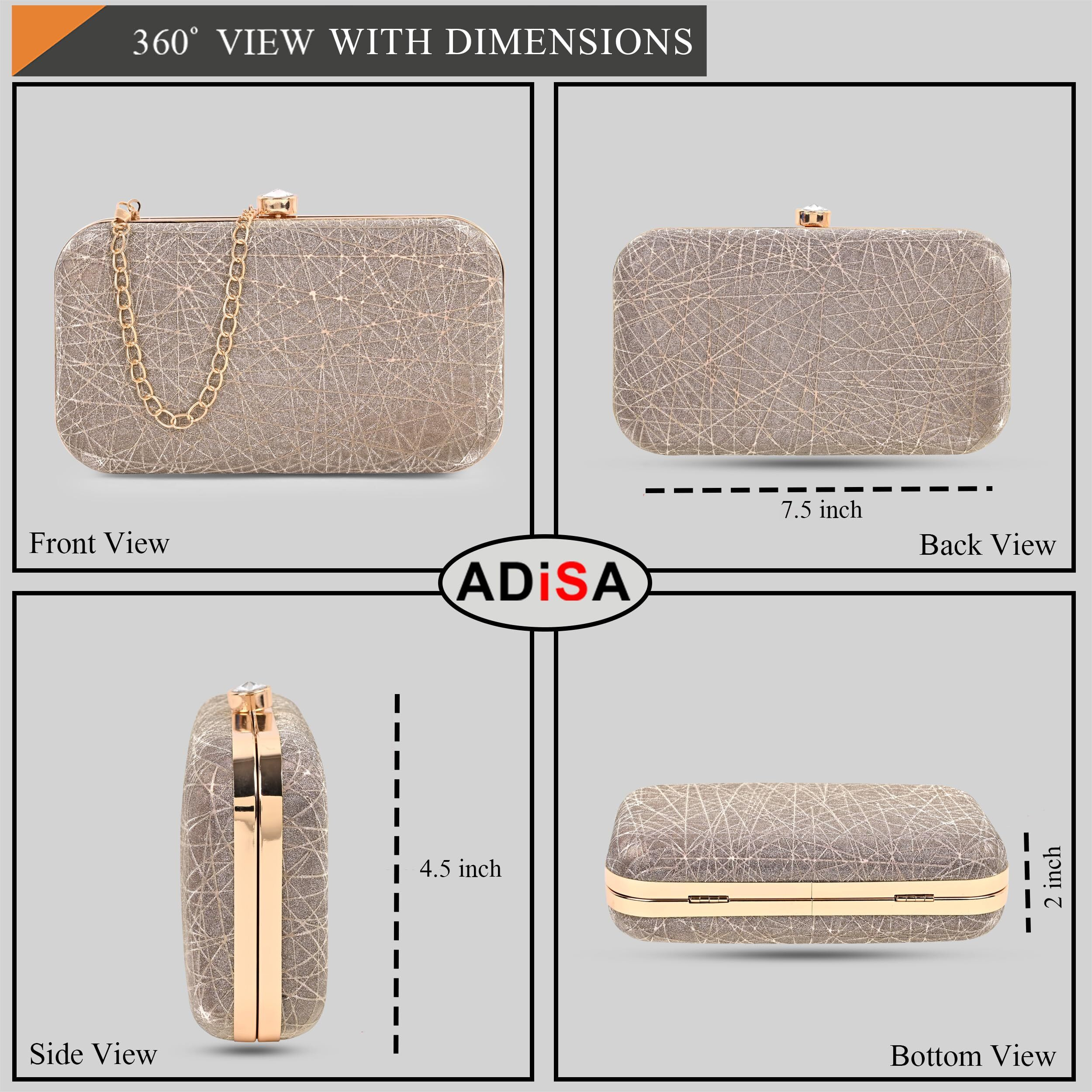 Adisa Constellation Formal Party Clutch With Gold Chain For Women And Girls (Cl106-Anti)