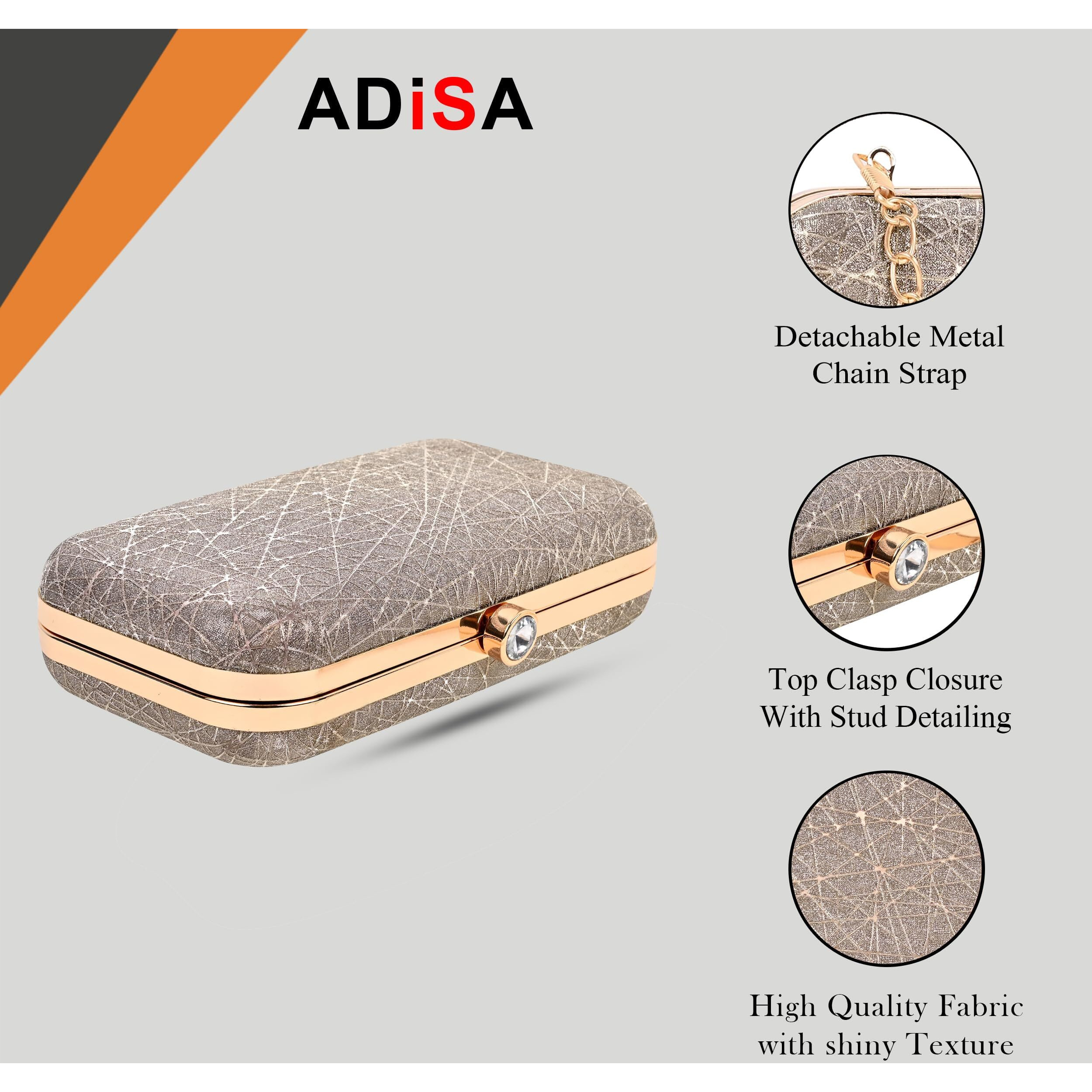 Adisa Constellation Formal Party Clutch With Gold Chain For Women And Girls (Cl106-Anti)