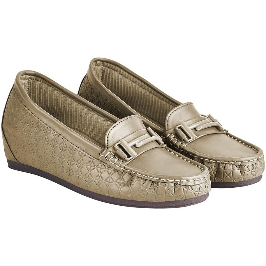 Shoetopia Women's Zip Loafers Olive (8 Uk)