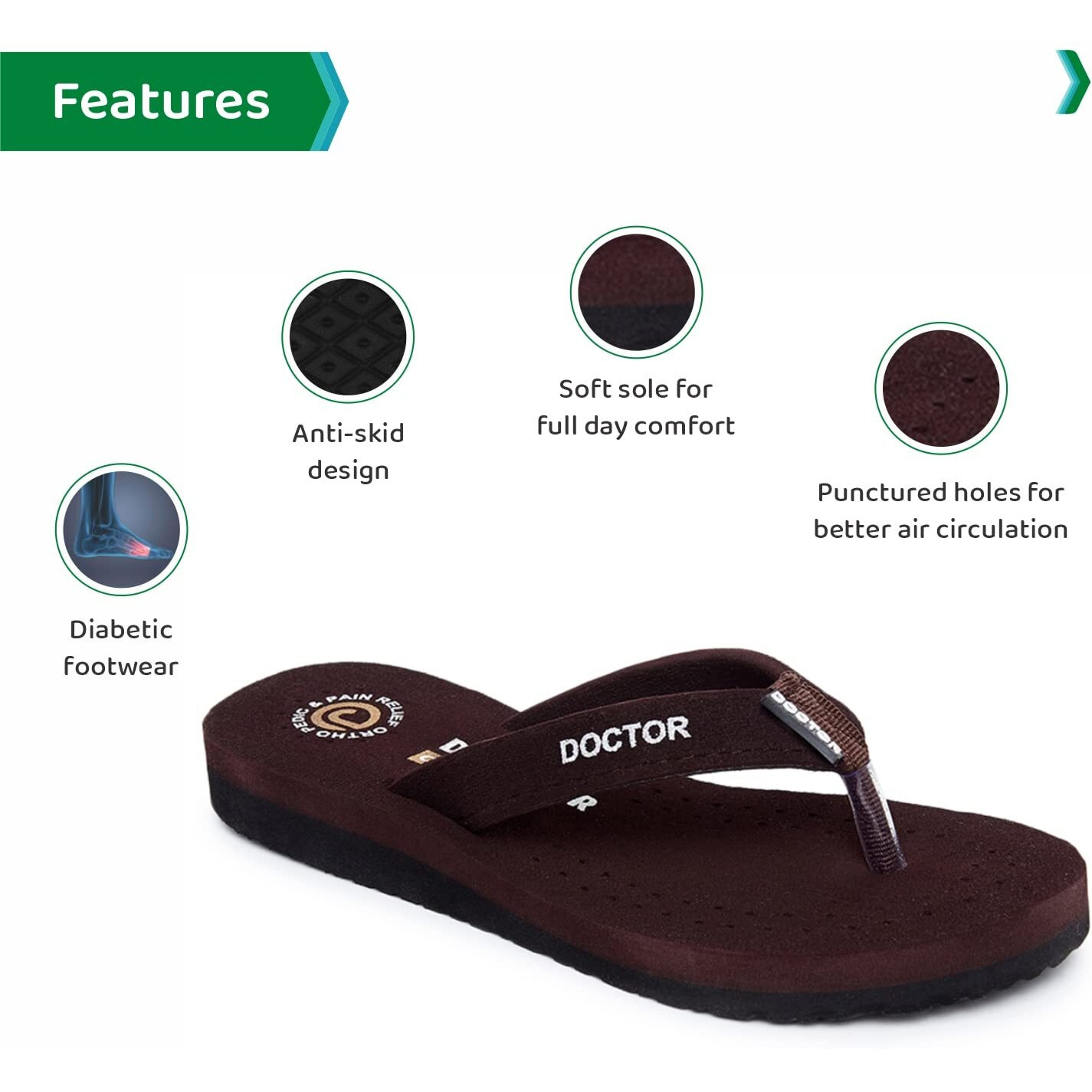 Ortho Joy Women's Doctor Orthopedic Soft Comfortable Mcr Slippers [Brown]