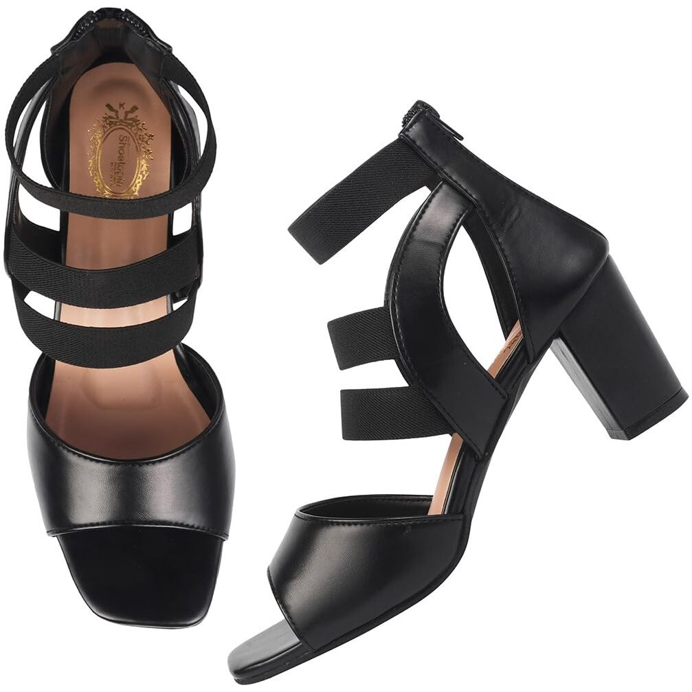 Shoetopia Women's Heeled Sandal-8 Kids Uk (Acp-Black)-Eu41