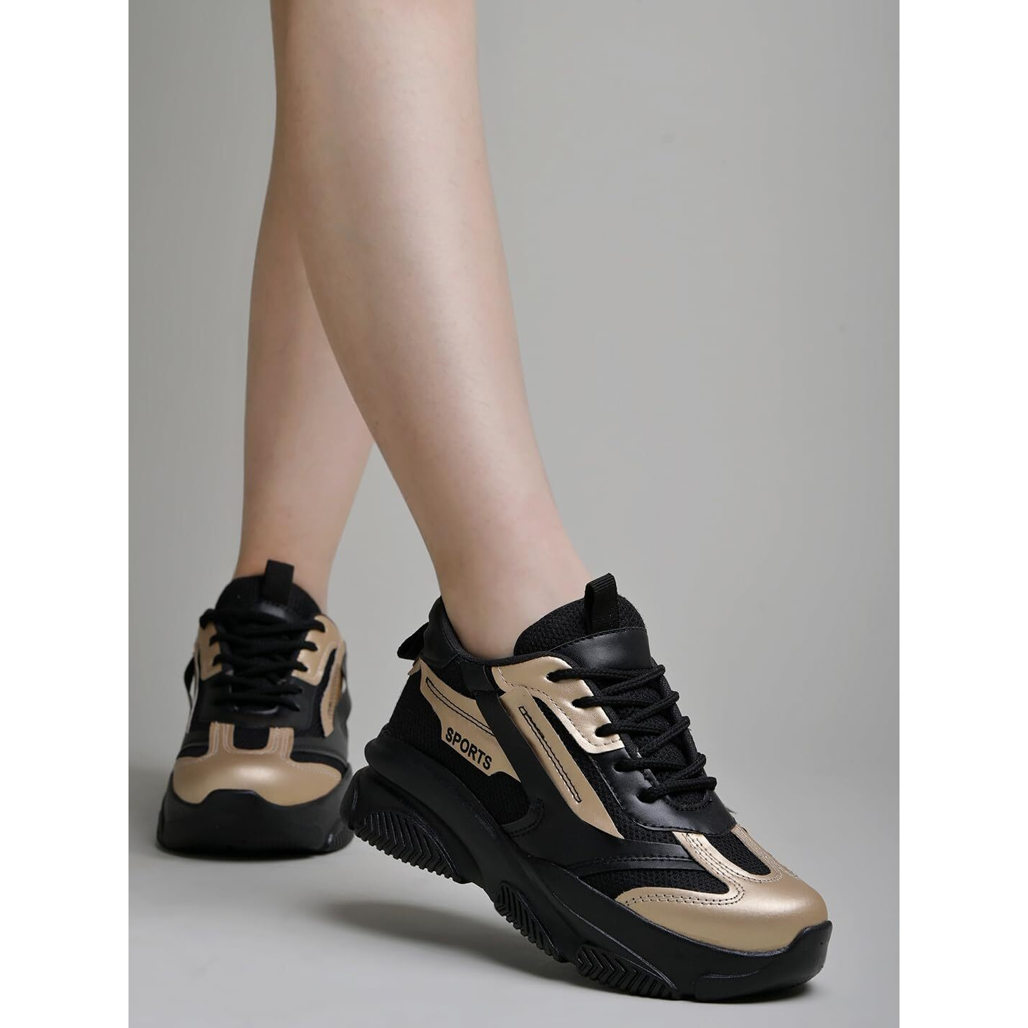 Shoetopia Smart Casual Comfortable Black Sneakers For Women & Girls-Eu38