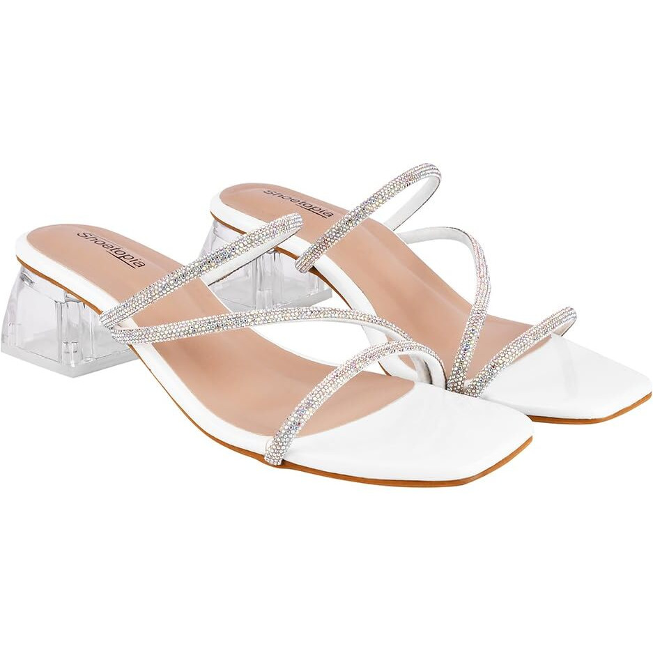Shoetopia Women's Flat Sandal/White /Eu39 / Uk6