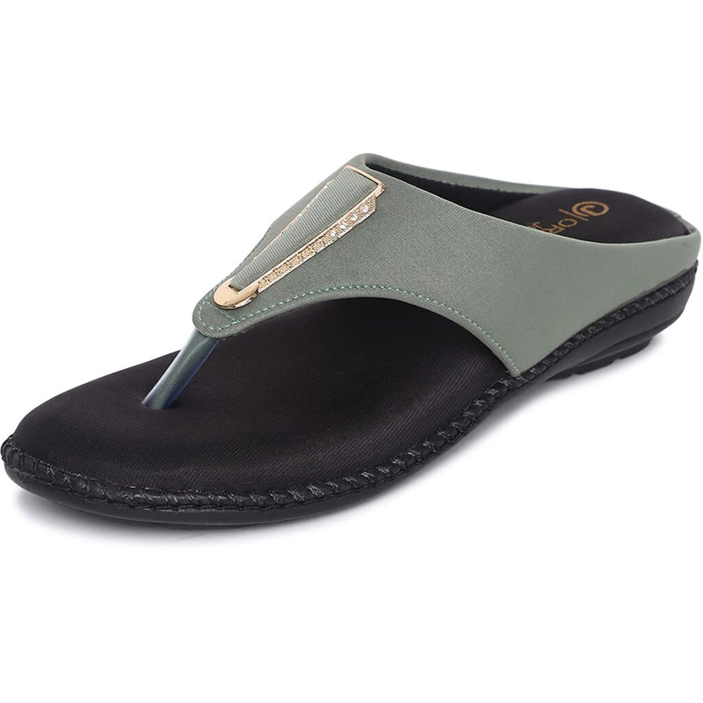 Ortho Joy Fancy Doctor Slippers | Stylish Chappal For Women | Comfortable Flat Sandals For Women Stylish (Green)