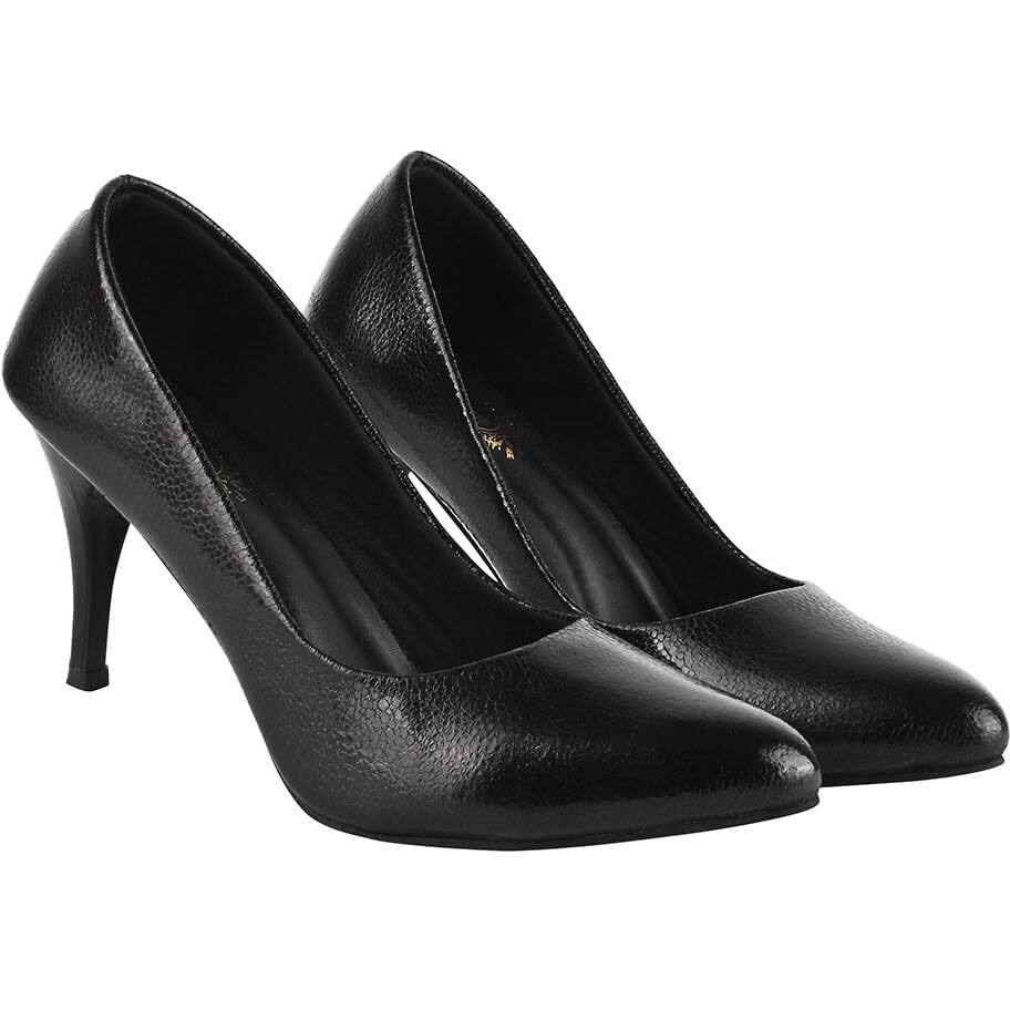 Shoetopia Stylish Embellished Black Pumps For Women & Girls /Uk3-Eu36
