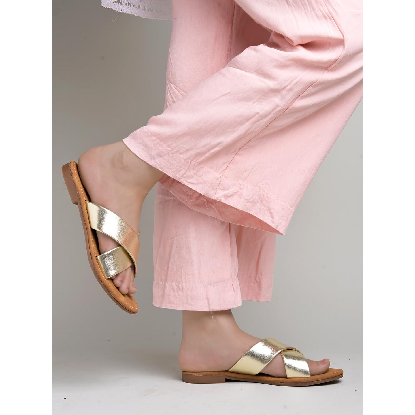 Shoetopia Women's Flat-736 Flat Sandal-4 Kids Uk (Flat-736-Golden)-Eu37