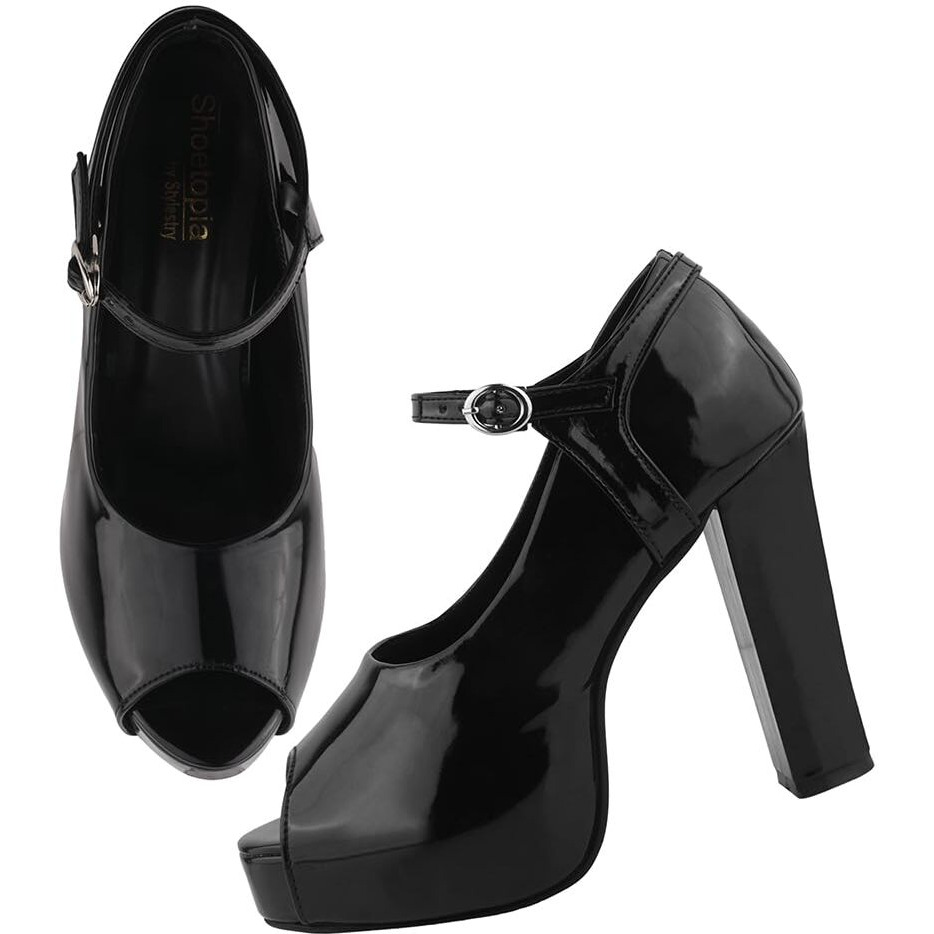 Shoetopia Women's Heeled Sandal-4 Kids Uk (Keemo-Black)-Eu37