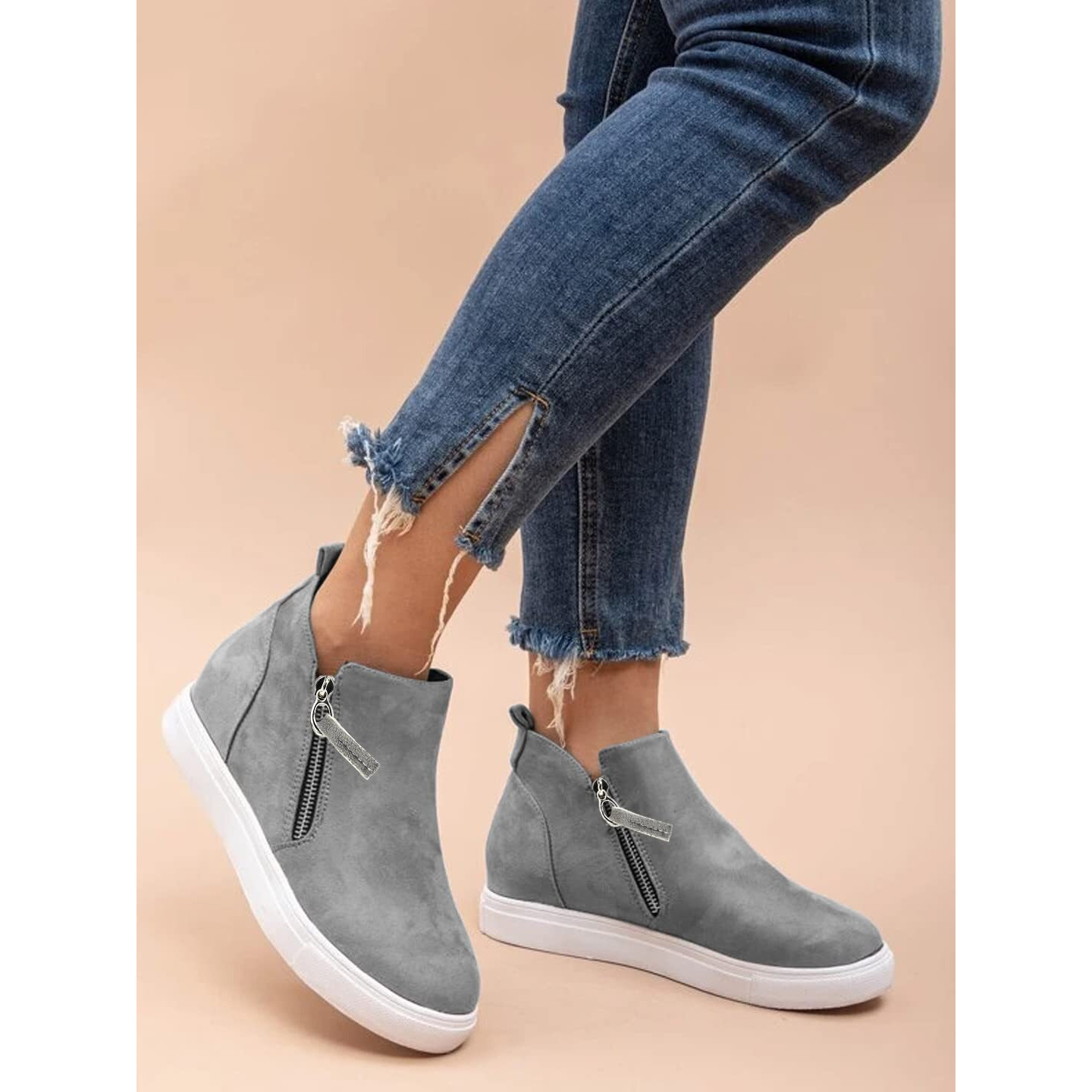 Shoetopia Casual Comfotable Smart Casual Grey Boots For Women & Girls /Uk4