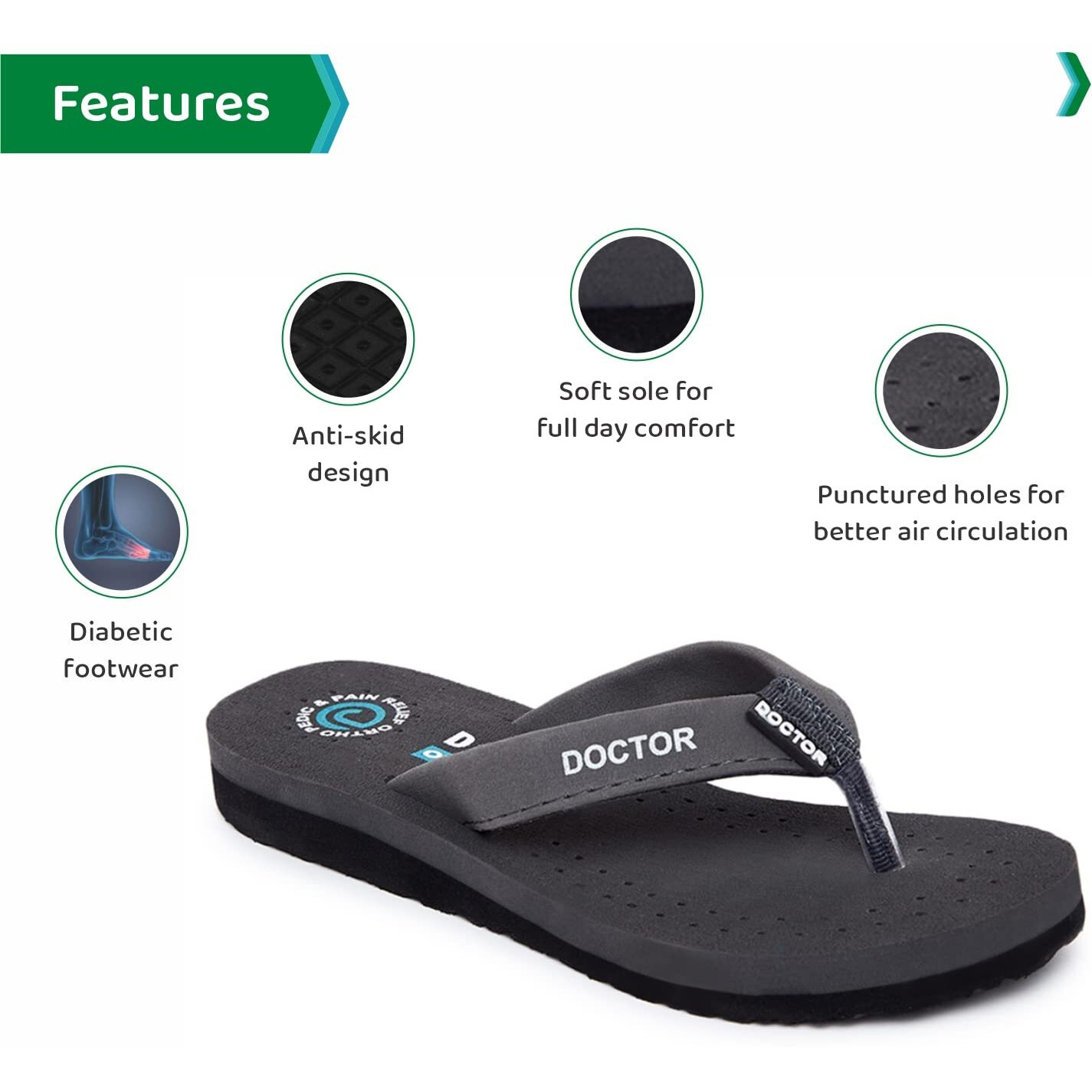 Ortho Joy Comfortable Doctor Slippers For Women - Grey