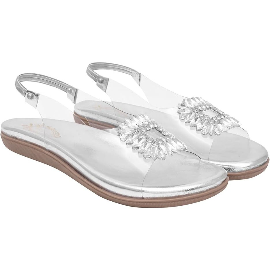 Shoetopia Women's Platform Heel Sandal-Eu38 /Uk5 /Silver