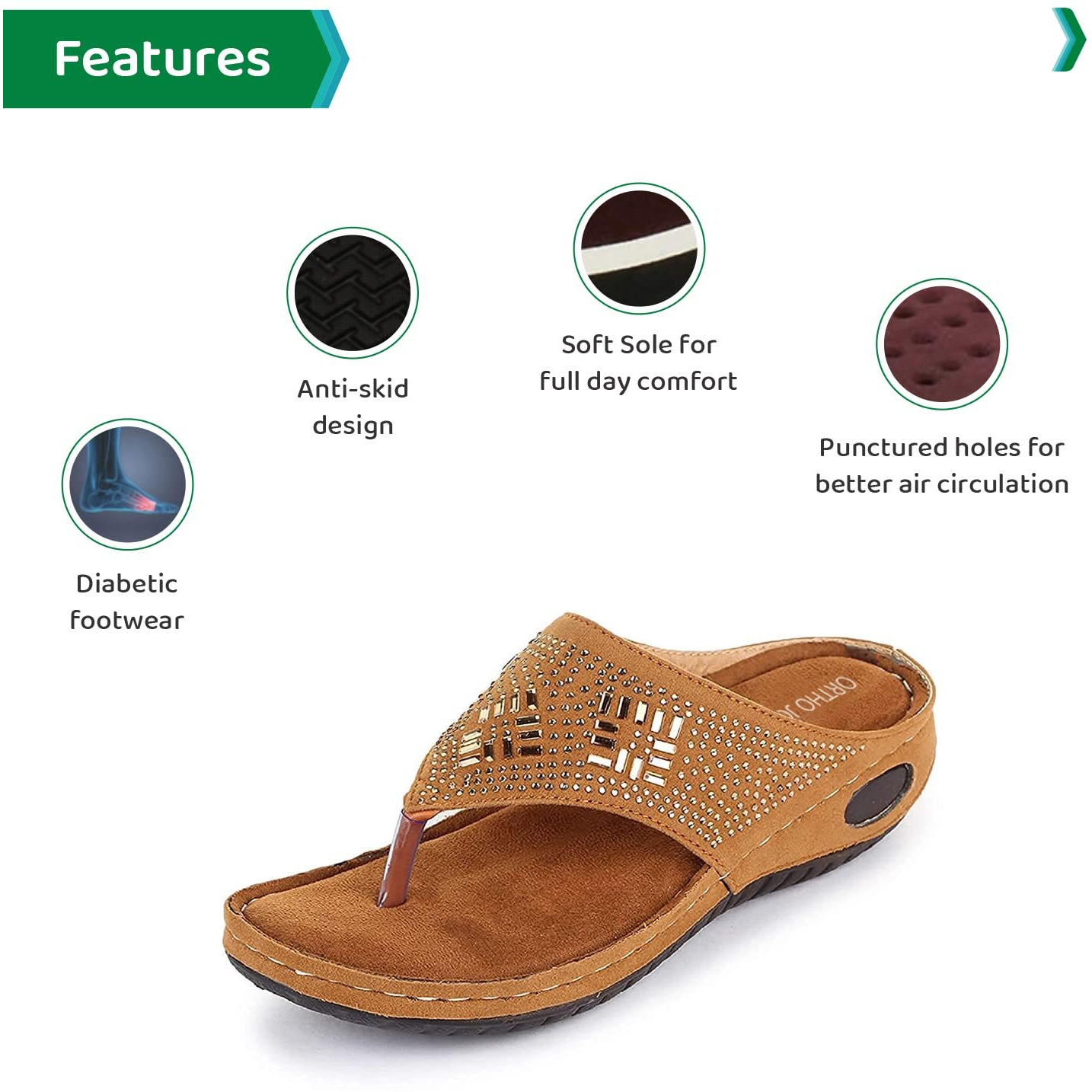 Ortho Joy Beige Comfortable Women's Fancy Slippers