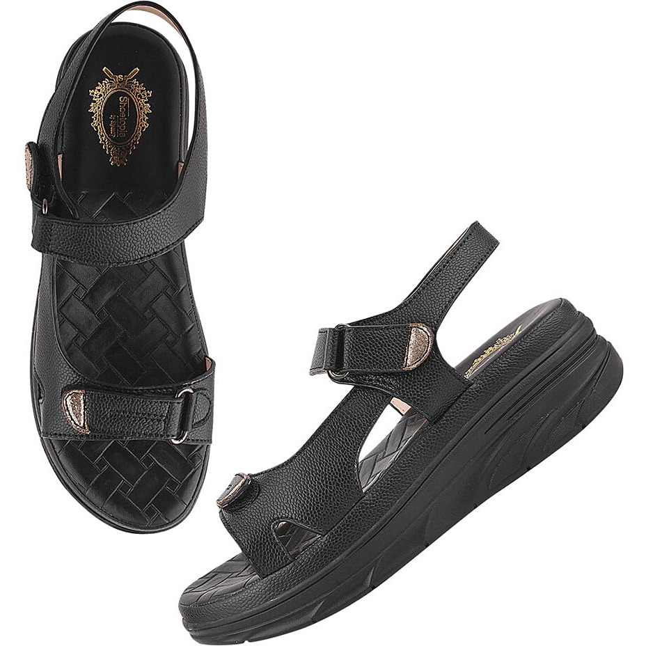 Shoetopia Comfortable Black Doctor Sole Heels For Women /Eu38