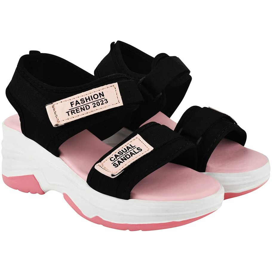 Shoetopia Lightweight Comfortable & Trendy Flatforms Pink Sandals For Women & Girls