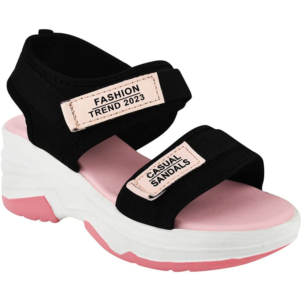 Shoetopia Lightweight Comfortable & Trendy Flatforms Pink Sandals For Women & Girls