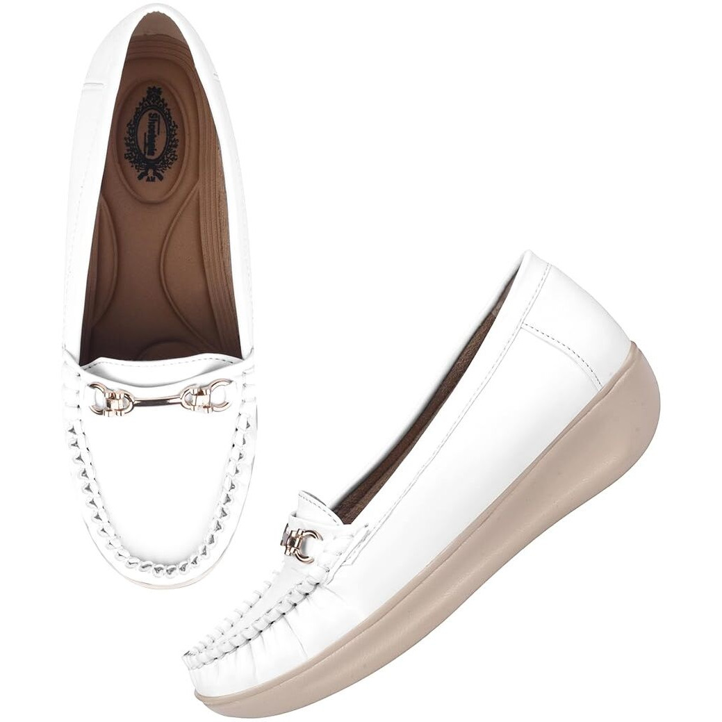Shoetopia Women's Flat Loafers White