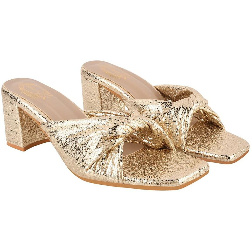 Shoetopia Girls Heel-1255 Golden Heeled Sandal - 7 Uk (Girls-Heel-1255-Golden)