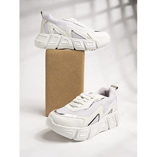 Shoetopia Women's Flat Sneakers White (4 Uk)