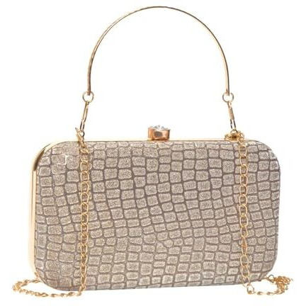 Adisa Textured Formal Party Clutch With Gold Chain For Women And Girls (Cl104-Anti)