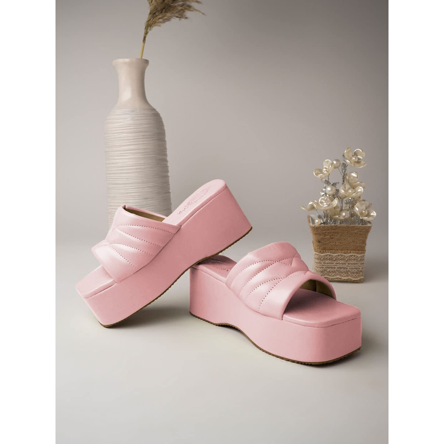 Shoetopia Retro Style Mauve Platform Heels For Women & Girls /Uk5
