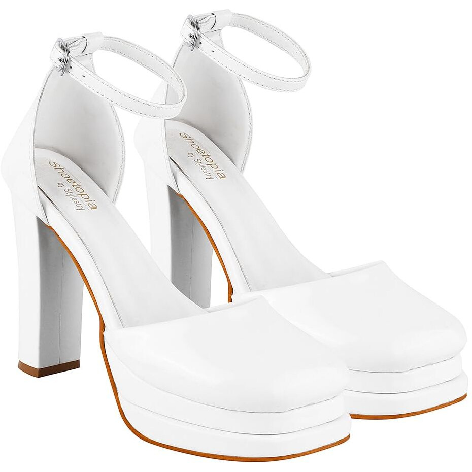 Shoetopia Girls Zepto White Heeled Sandal - 5 Uk (Girls-Zepto-White)