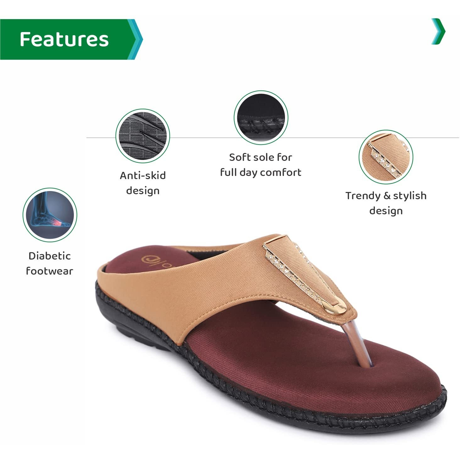 Ortho Joy Fancy Doctor Slippers | Stylish Chappal For Women | Comfortable Flat Sandals For Women Stylish