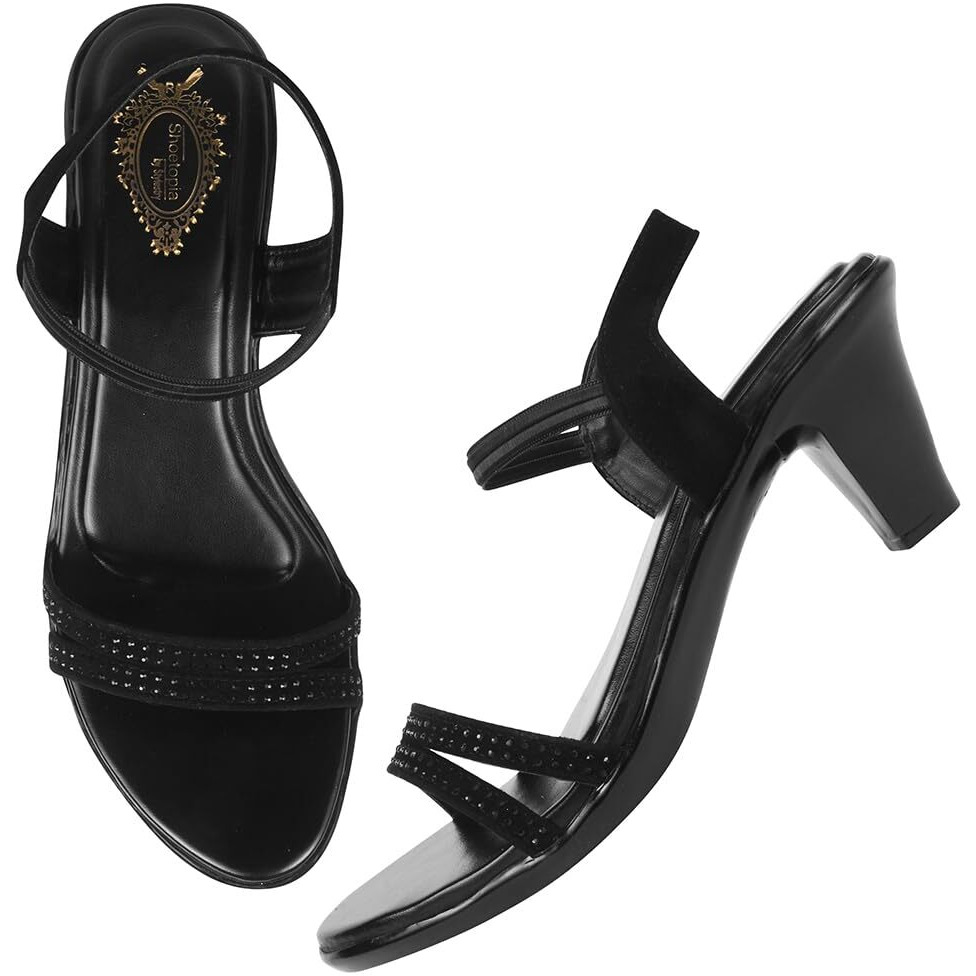 Shoetopia Women's Ak-58 Heeled Sandal-5 Kids Uk (Ak-58-Black)-Eu38