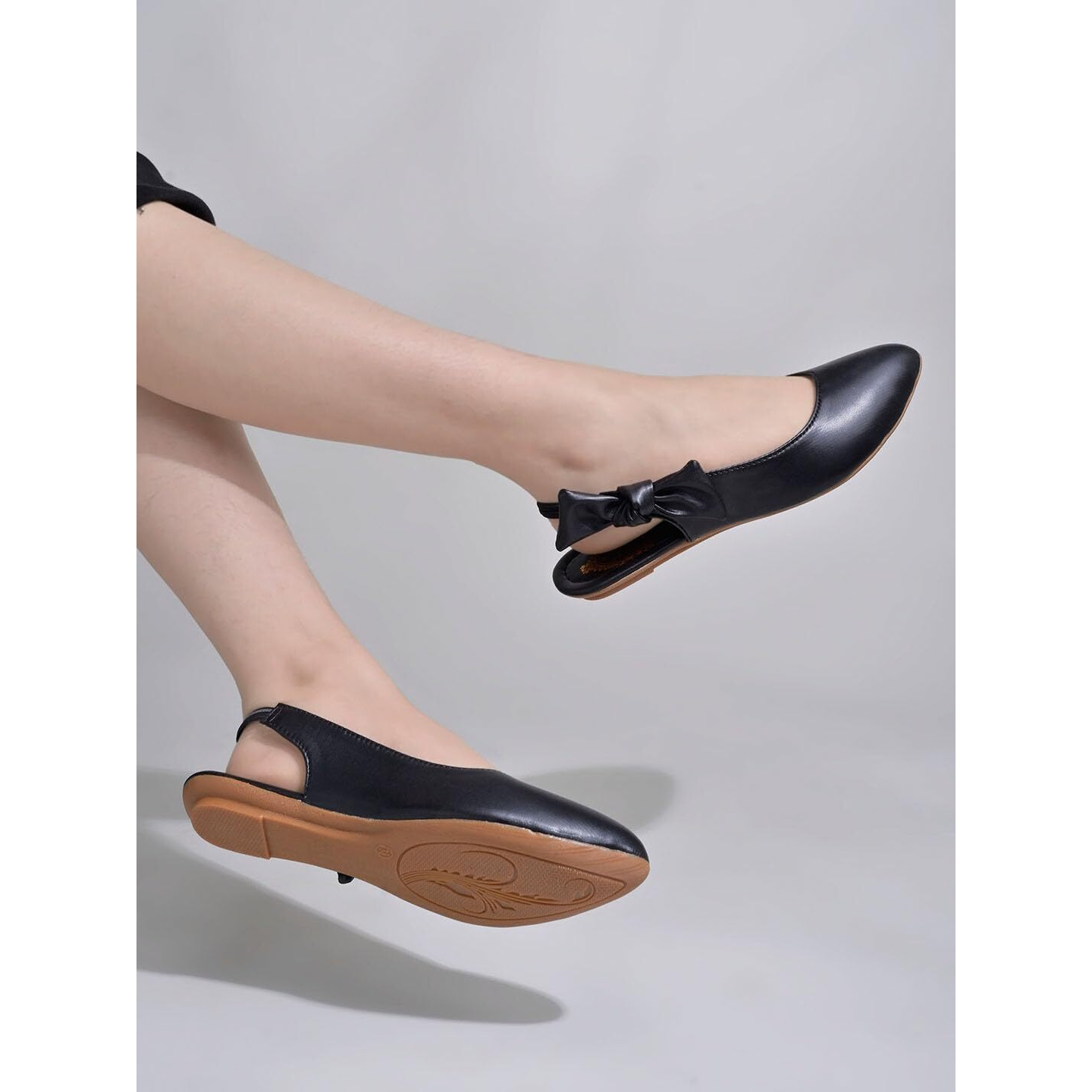 Shoetopia Casual Side Bow Detailed Black Flat Belly For Women & Girls-Eu41