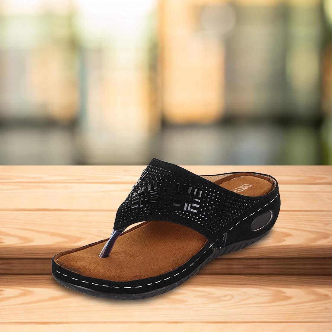 Ortho Joy Women & Girl Black Slipper - 8 Uk