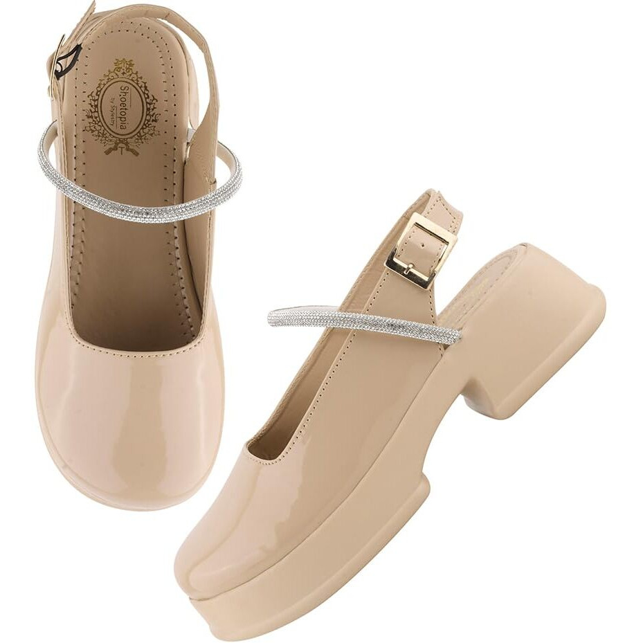 Shoetopia Round Toe Peach Pumps Bellies For Women & Girls-Eu37