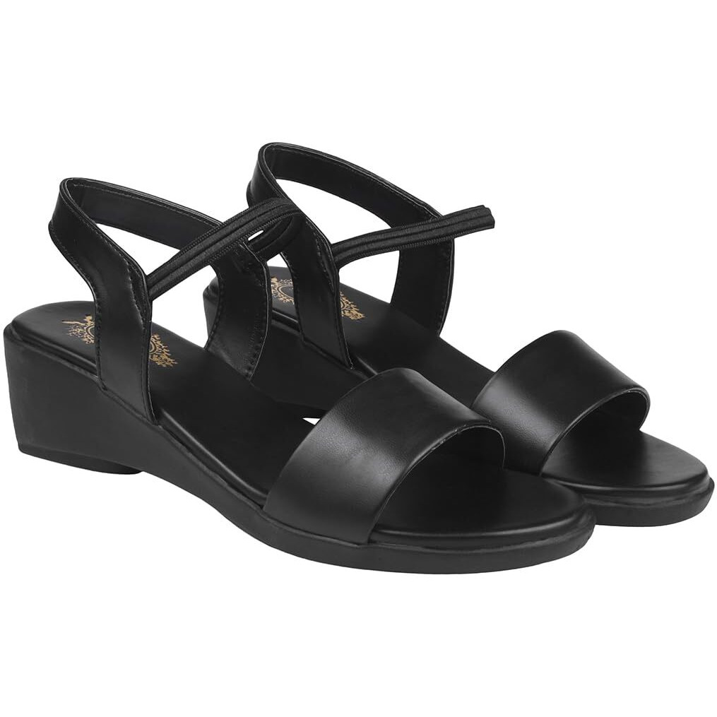 Shoetopia Women's Block Heel Sandal/Black /Eu37 / Uk4